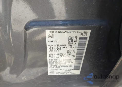 2021 Nissan Frontier Sv 4X4 z USA, uszkodzony, nr VIN 1N6ED0EB7MN711589